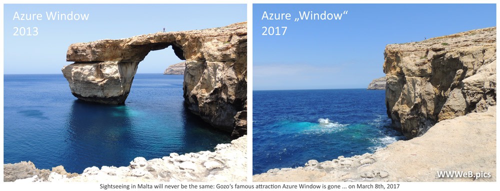 Das Azure Window vor und nach dem Einsturz